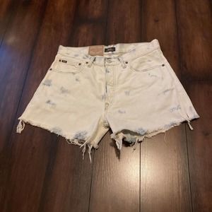 Polo Ralph Lauren 27 The Sprighton Boyfriend Cutoff Acid Wash Sky Shorts Women’s